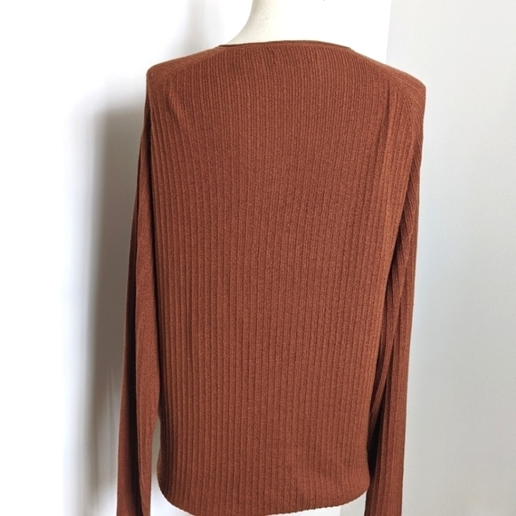 BACHRACH Burnt Orange V Neck Textured Unisex Sweater XL - Picture 4 of 12